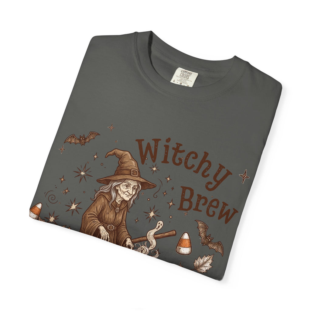 Witchy Brew Shirt, Vintage Witch Halloween T-Shirt, Comfort Colors 1717 Tee, Spooky Season Gift for Her, Fall Graphic Tee