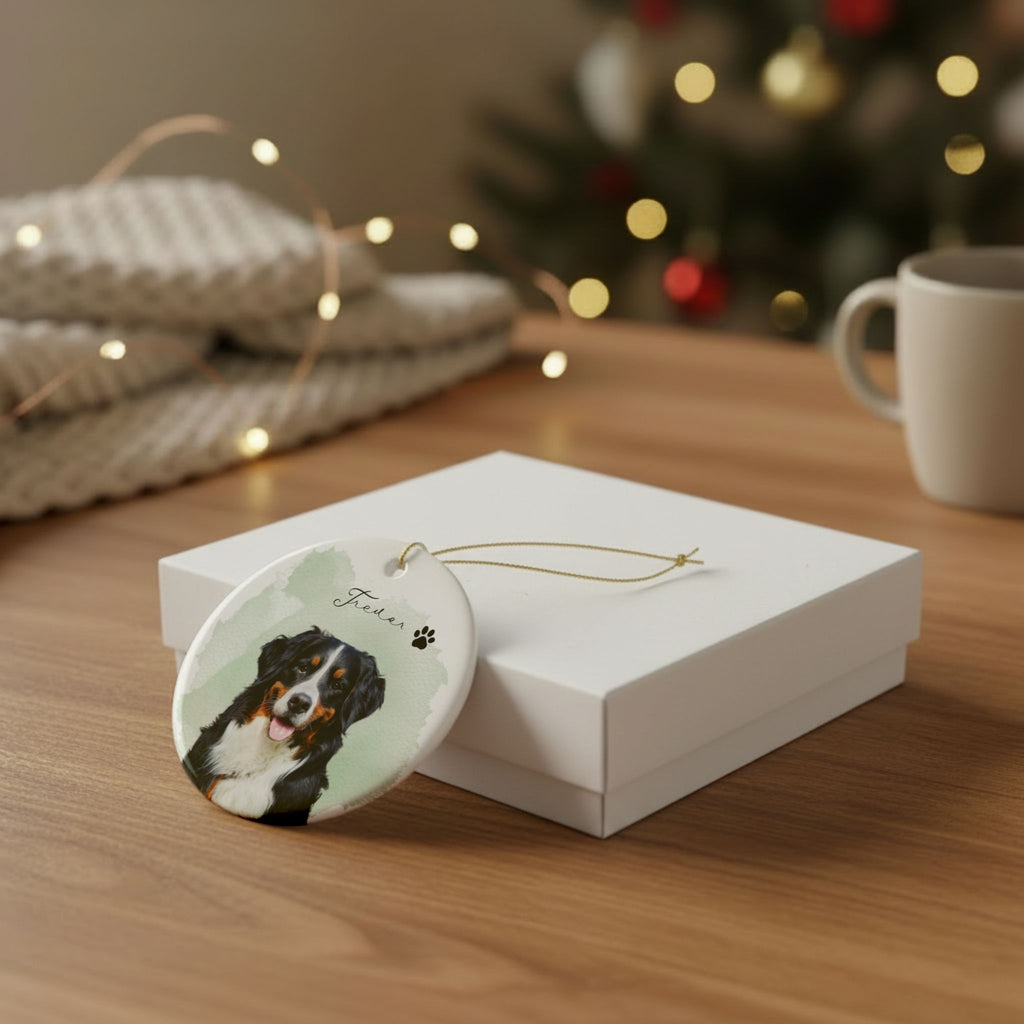 Custom Pet Photo Ornament Personalized, Dog Photo Ornament With Name, Pet Memorial Christmas Ornament, Custom Dog Gift
