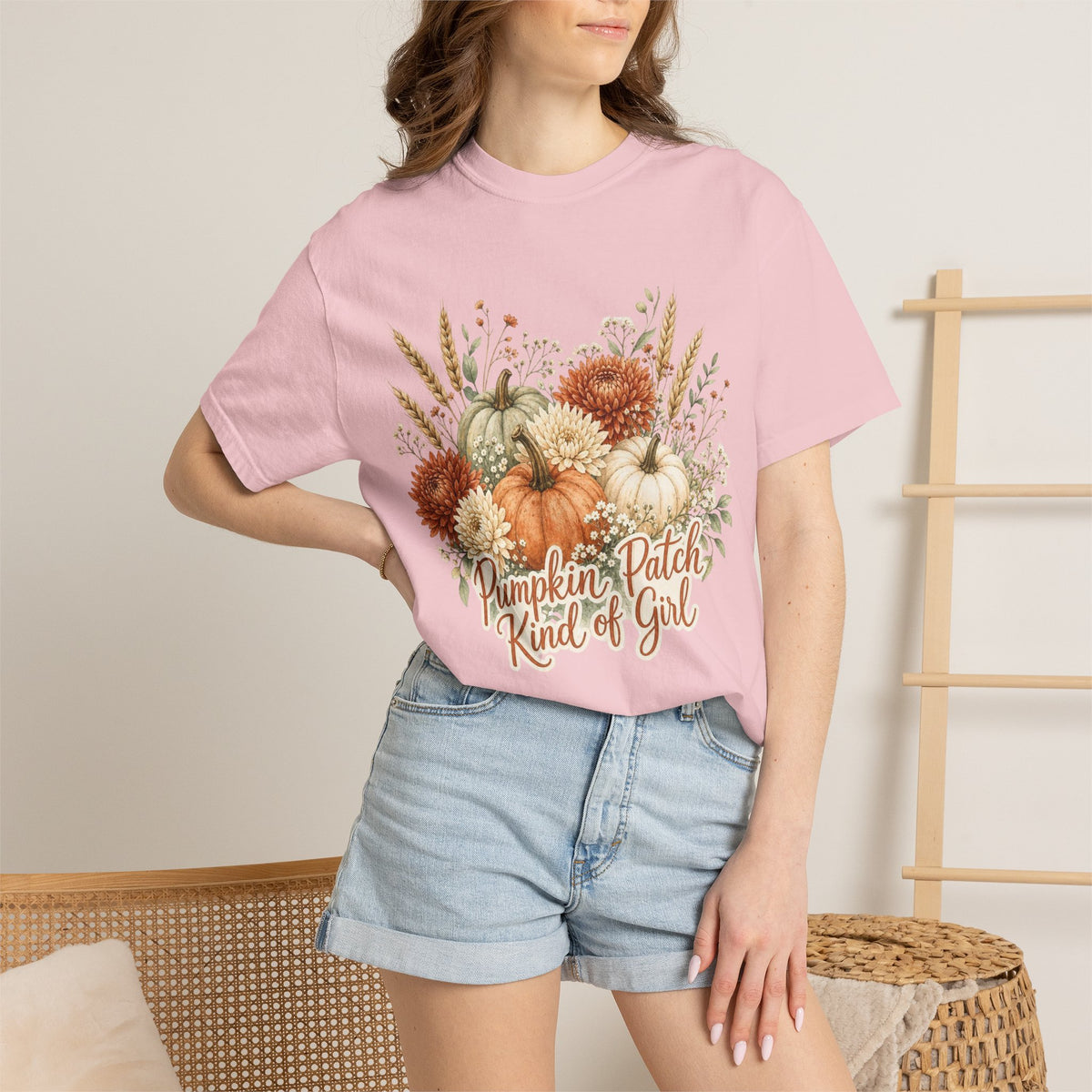 Pumpkin Patch Kind of Girl T-Shirt — Fall Floral Pumpkin Tee