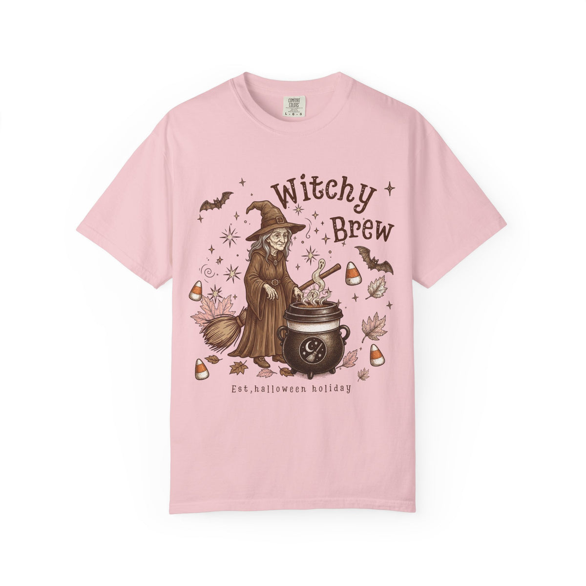 Witchy Brew Shirt, Vintage Witch Halloween T-Shirt, Comfort Colors 1717 Tee, Spooky Season Gift for Her, Fall Graphic Tee