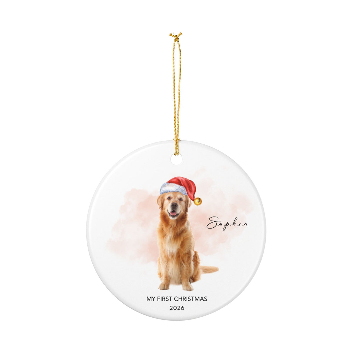 Personalized Dog Photo Ornament 2026 | Custom Pet Photo Christmas Ornament | Dog's First Christmas | Paw Print Tree Ornament