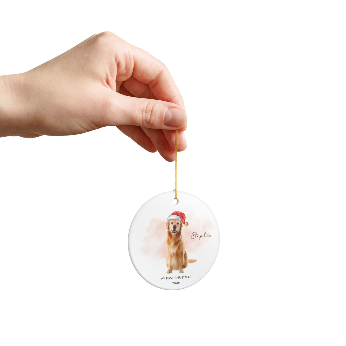 Personalized Dog Photo Ornament 2026 | Custom Pet Photo Christmas Ornament | Dog's First Christmas | Paw Print Tree Ornament