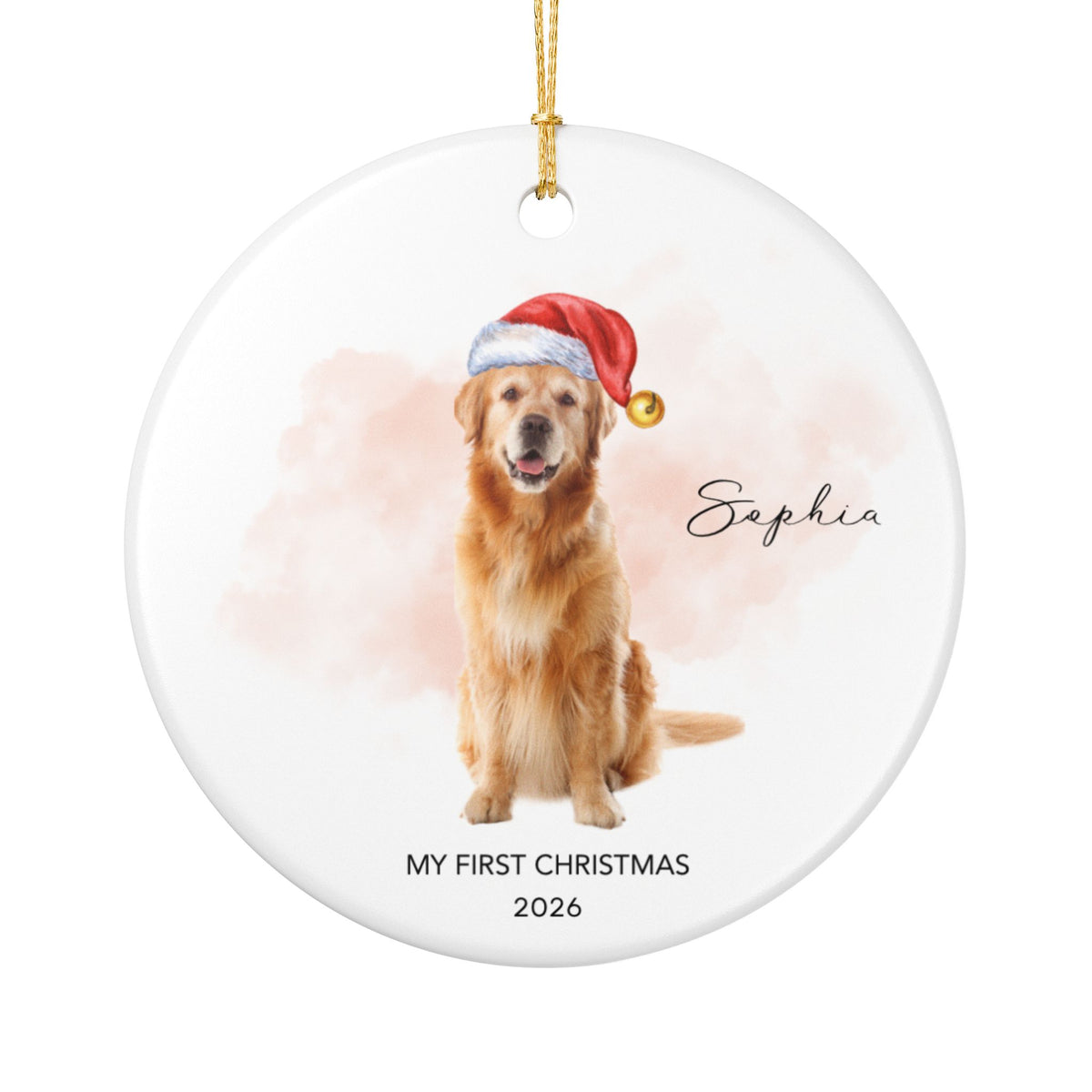 Personalized Dog Photo Ornament 2026 | Custom Pet Photo Christmas Ornament | Dog's First Christmas | Paw Print Tree Ornament