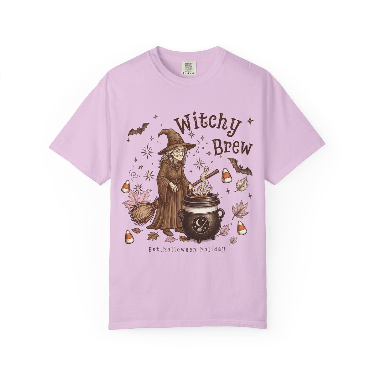 Witchy Brew Shirt, Vintage Witch Halloween T-Shirt, Comfort Colors 1717 Tee, Spooky Season Gift for Her, Fall Graphic Tee