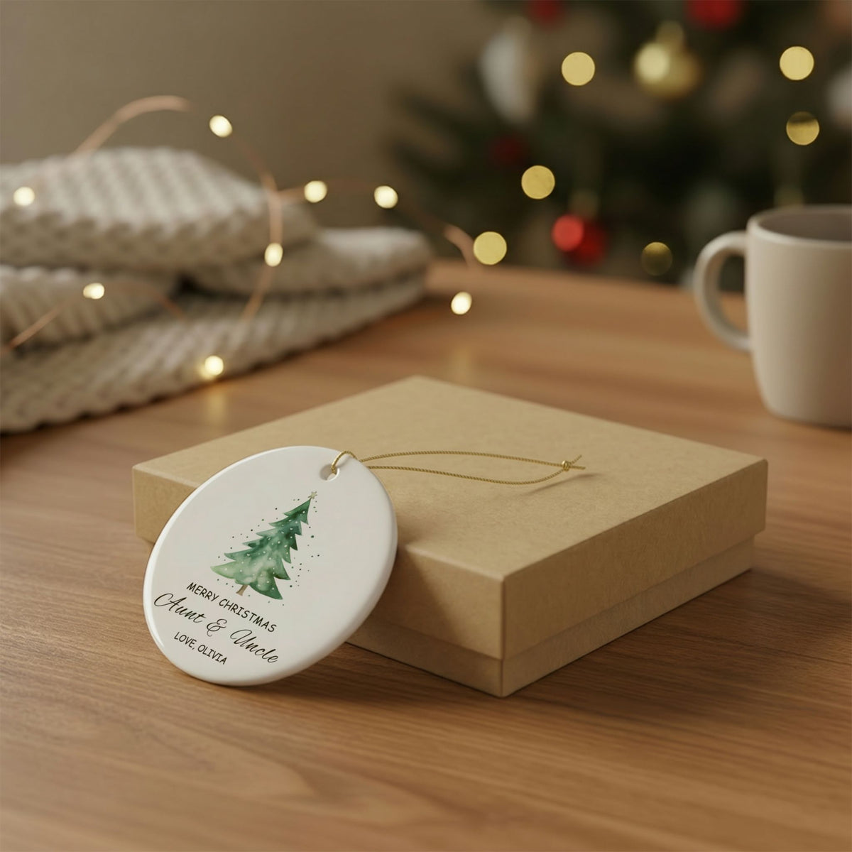 Personalized Auntie & Uncle Christmas Ornament | Custom Name Gift From Niece or Nephew
