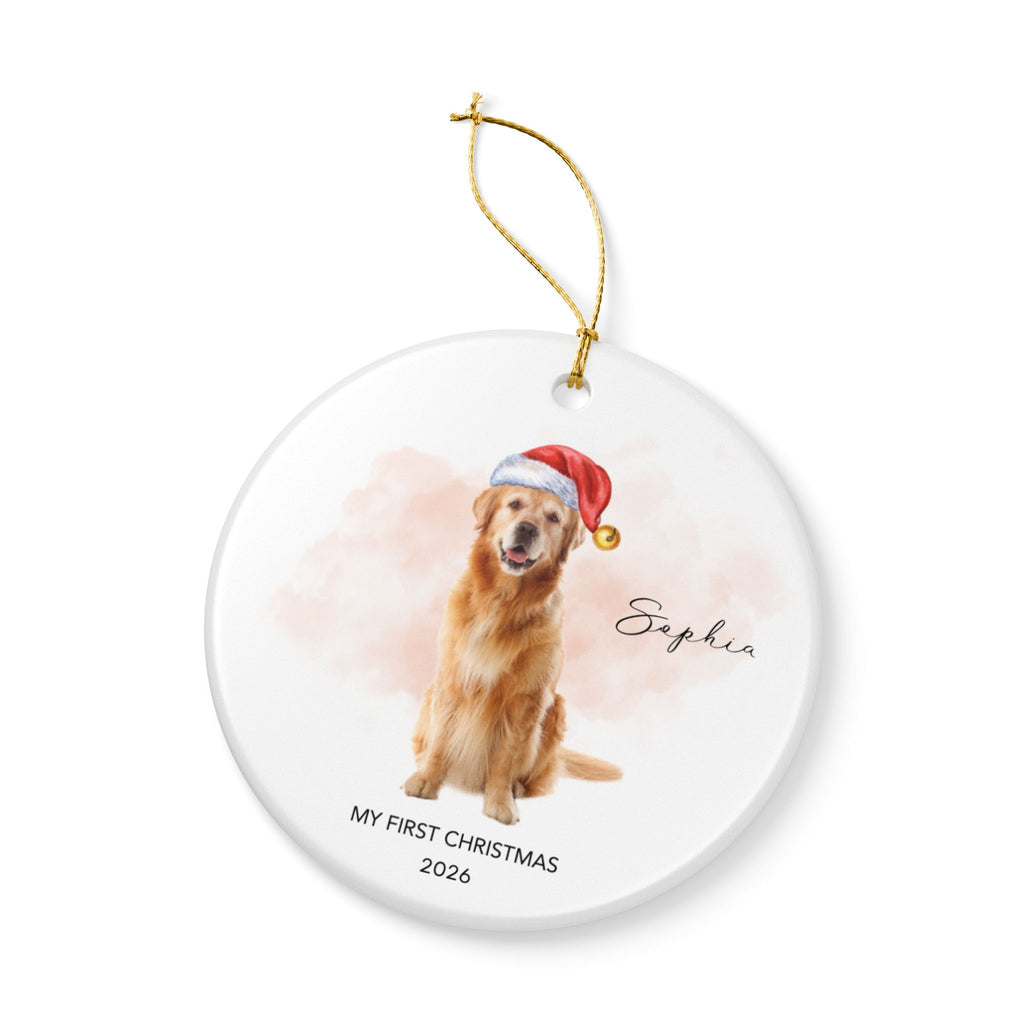 Personalized Dog Photo Ornament 2026 | Custom Pet Photo Christmas Ornament | Dog's First Christmas | Paw Print Tree Ornament