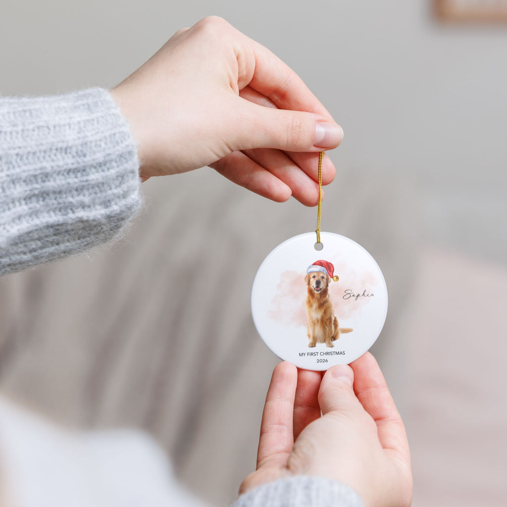 Personalized Dog Photo Ornament 2026 | Custom Pet Photo Christmas Ornament | Dog's First Christmas | Paw Print Tree Ornament