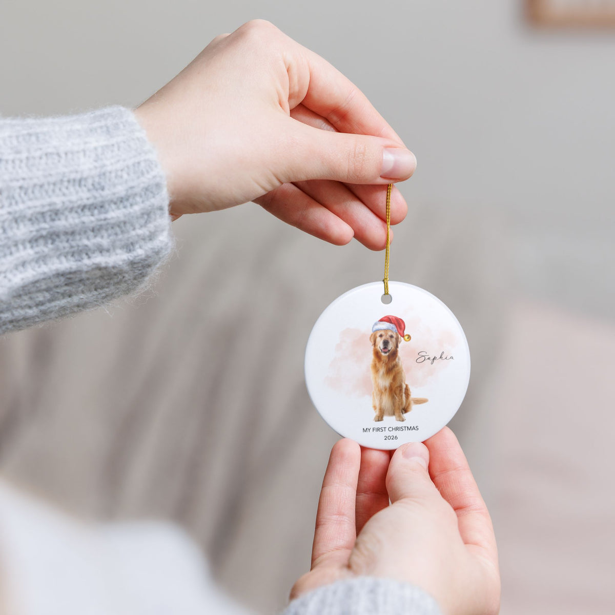 Personalized Dog Photo Ornament 2026 | Custom Pet Photo Christmas Ornament | Dog's First Christmas | Paw Print Tree Ornament