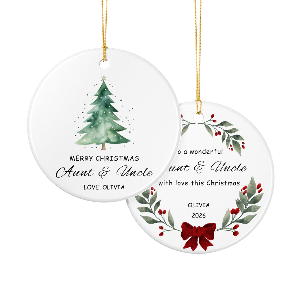 Personalized Auntie & Uncle Christmas Ornament | Custom Name Gift From Niece or Nephew