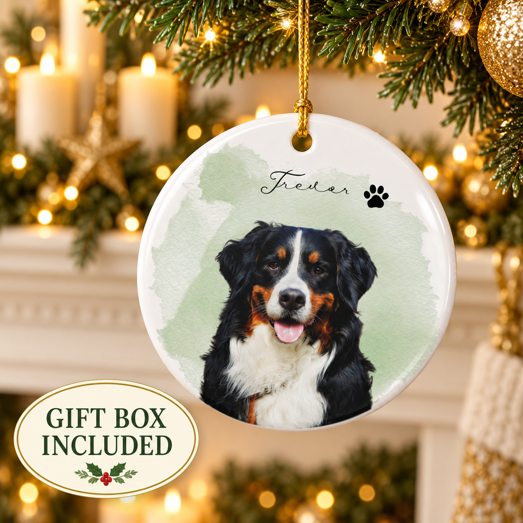 Custom Pet Photo Ornament Personalized, Dog Photo Ornament With Name, Pet Memorial Christmas Ornament, Custom Dog Gift