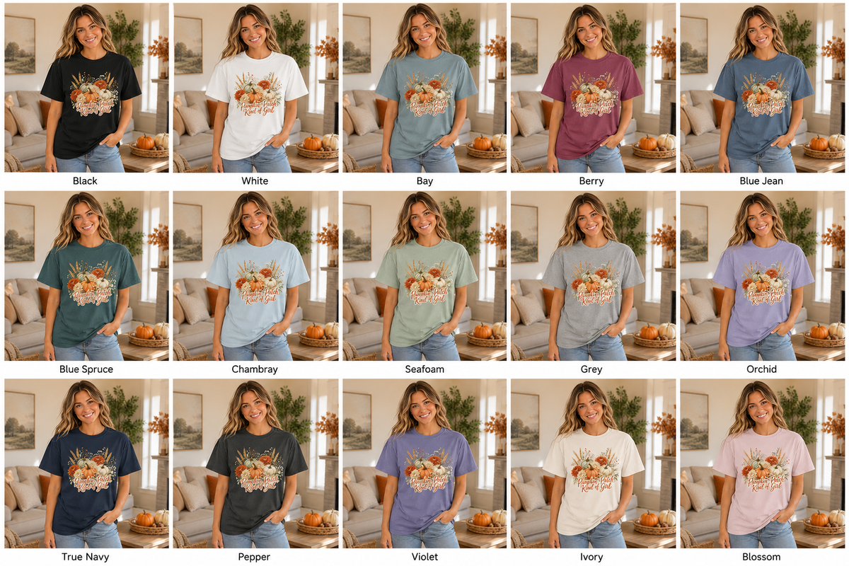 Pumpkin Patch Kind of Girl T-Shirt — Fall Floral Pumpkin Tee