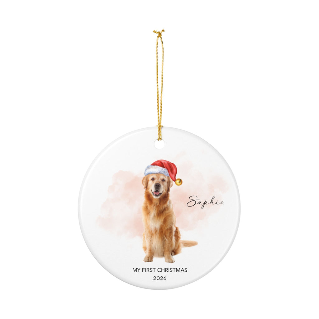 Personalized Dog Photo Ornament 2026 | Custom Pet Photo Christmas Ornament | Dog's First Christmas | Paw Print Tree Ornament