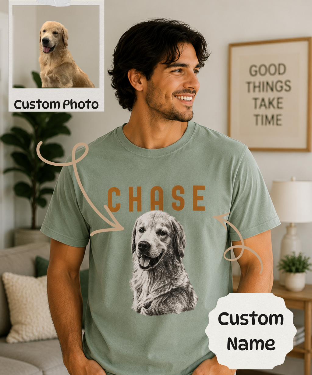 Pet PersonalizedT-Shirt —  Pet Portrait Tee with Name