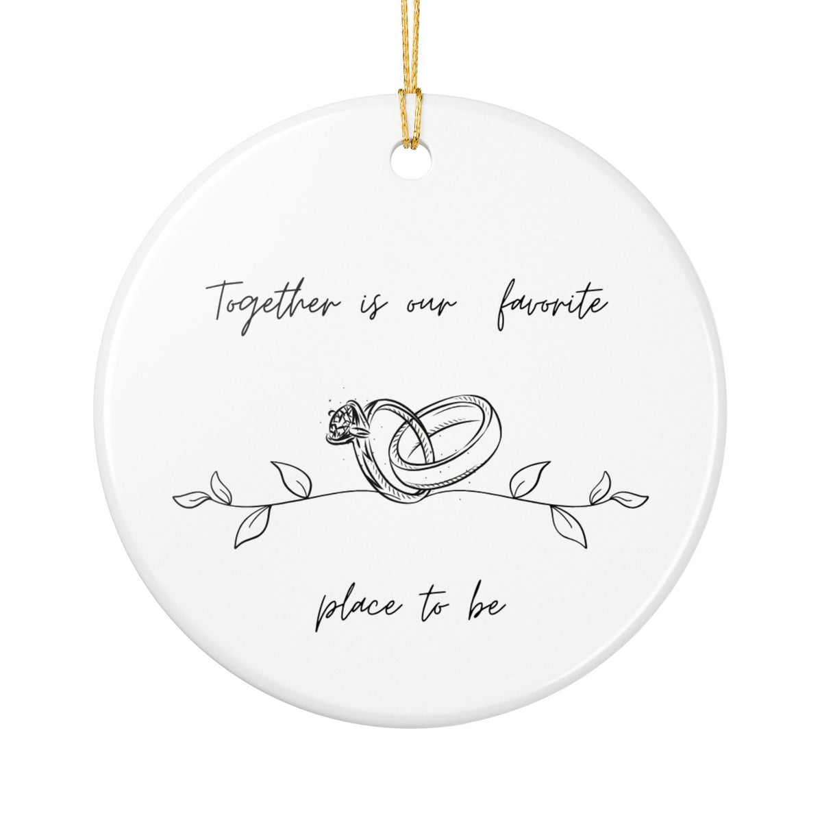 Engaged Couple Personalized Ceramic Ornament – Custom Names & Date (Wedding/Engagement Keepsake)