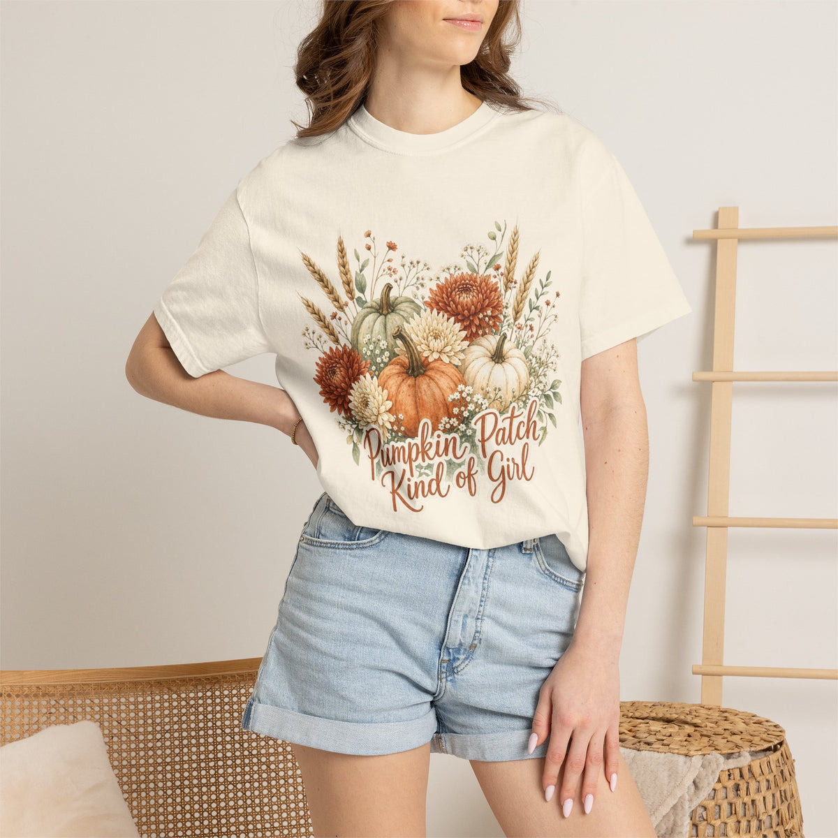 Pumpkin Patch Kind of Girl T-Shirt — Fall Floral Pumpkin Tee