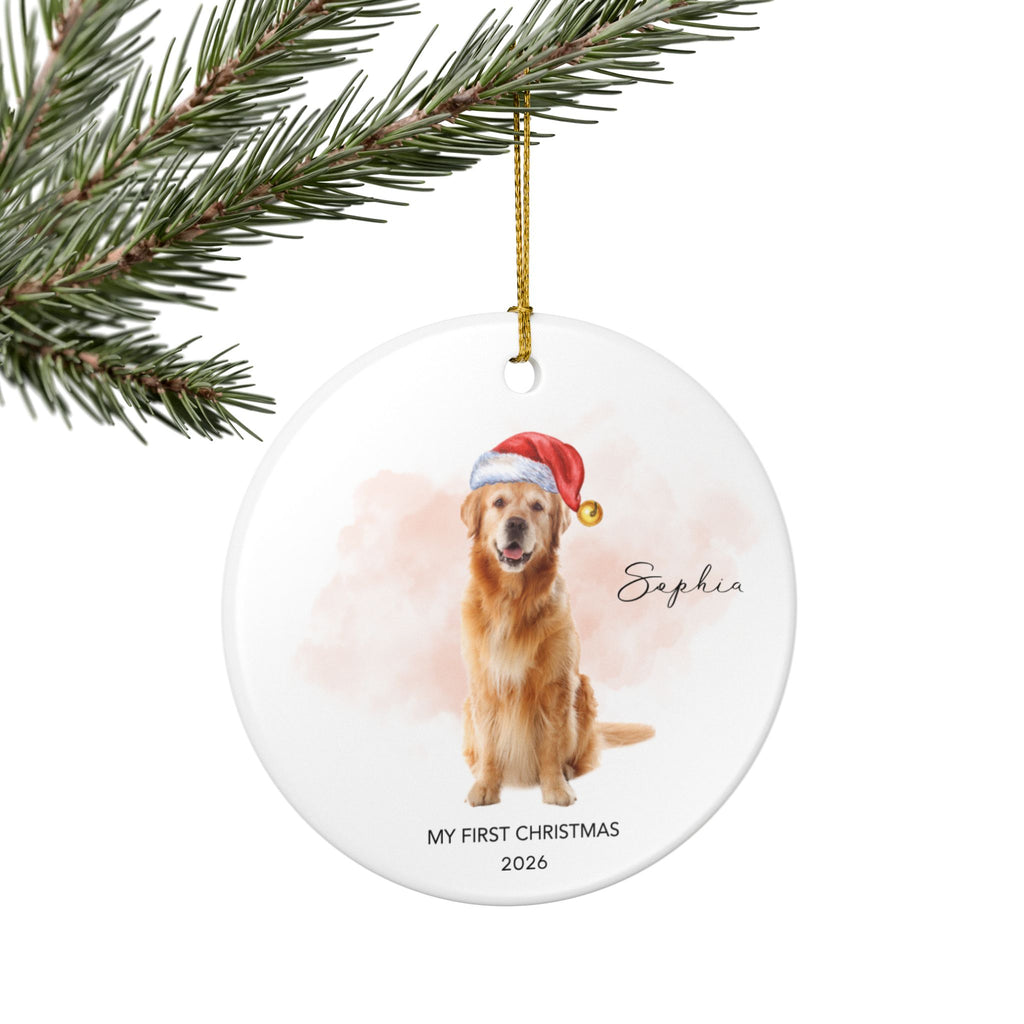 Personalized Dog Photo Ornament 2026 | Custom Pet Photo Christmas Ornament | Dog's First Christmas | Paw Print Tree Ornament