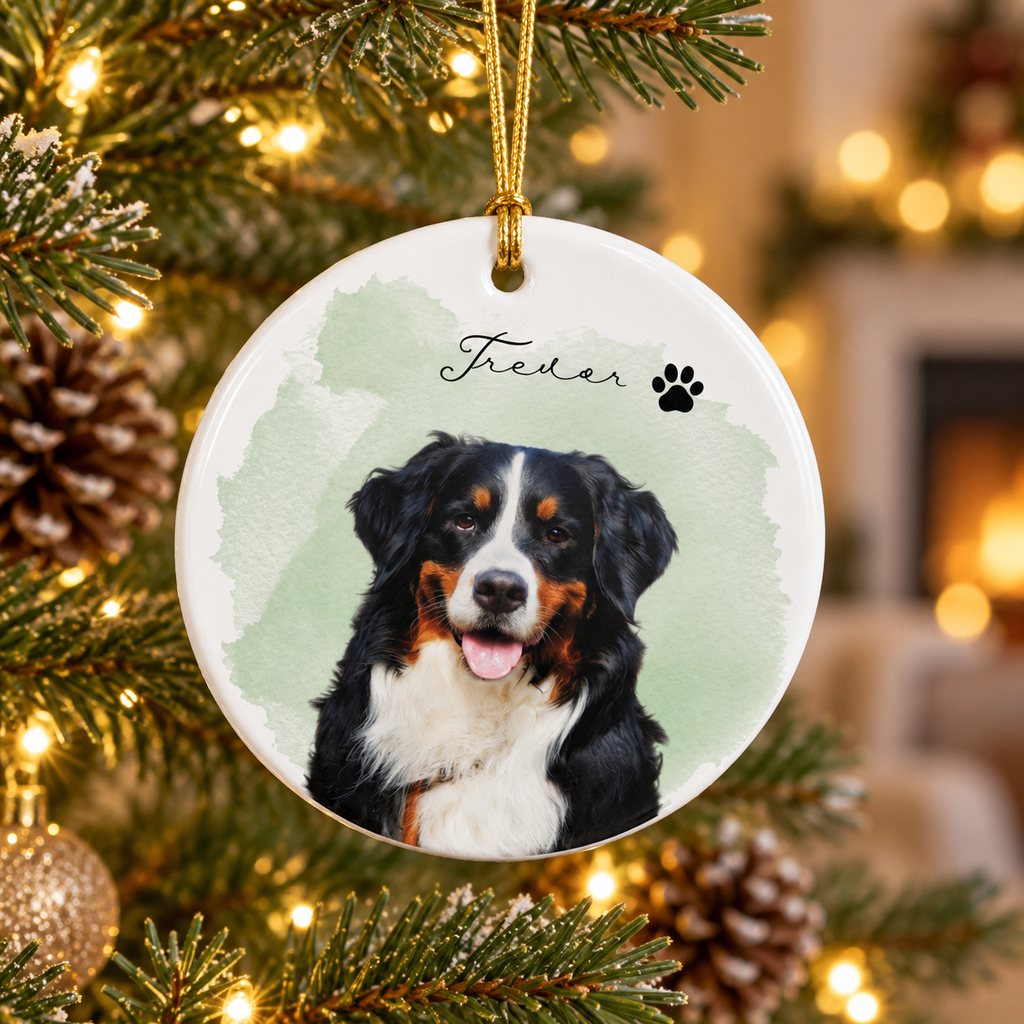 Custom Pet Photo Ornament Personalized, Dog Photo Ornament With Name, Pet Memorial Christmas Ornament, Custom Dog Gift