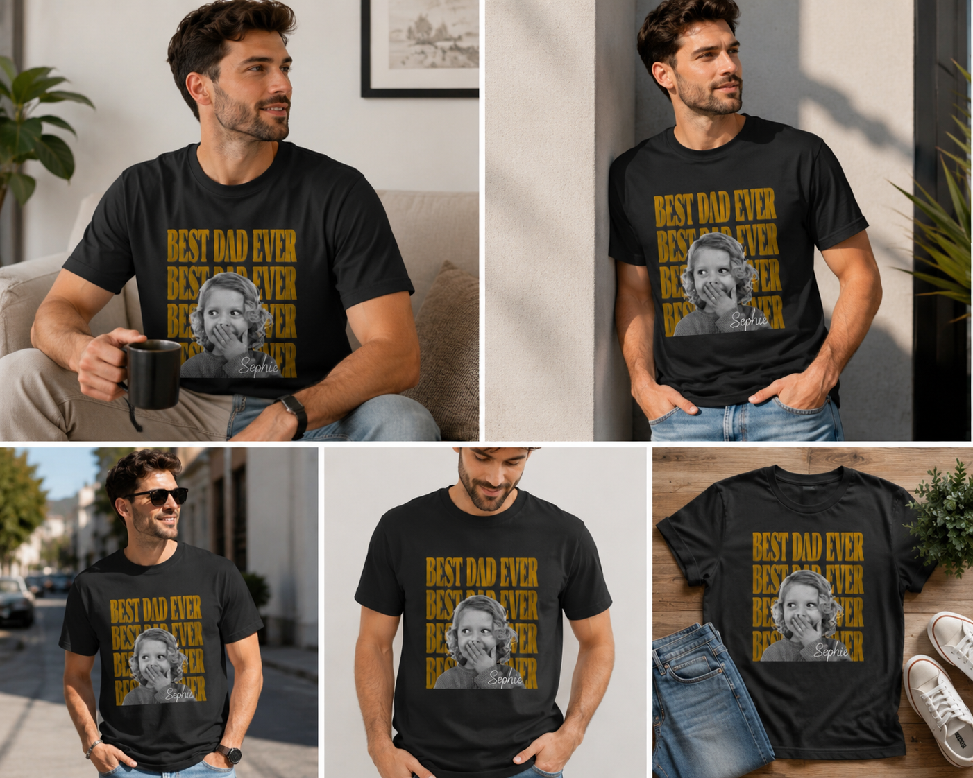 Best Dad Ever T-Shirt — Personalized Retro Photo Father's Day Tee