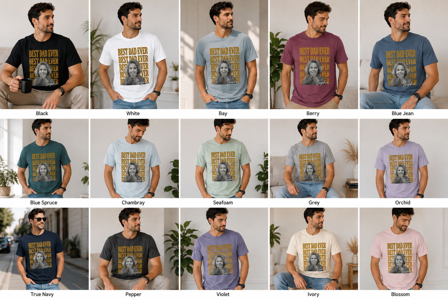 Best Dad Ever T-Shirt — Personalized Retro Photo Father's Day Tee